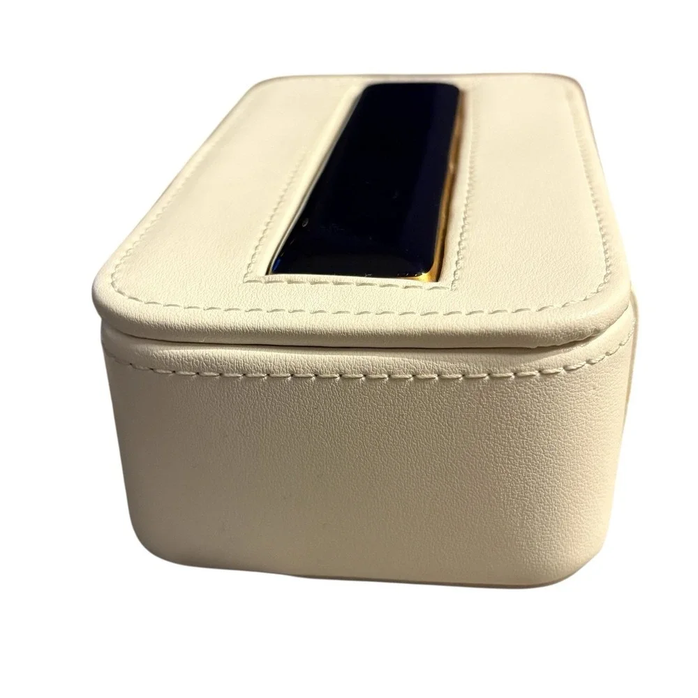 Limoges France Chamart Travel Jewelry Box Holder Vintage Porcelain Tile Accent‎